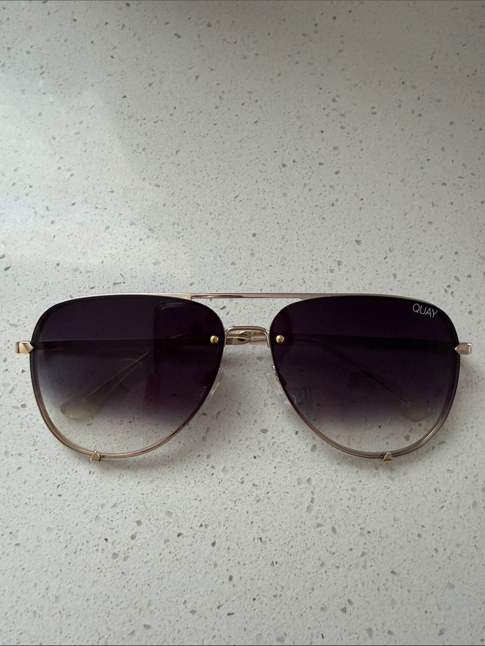 Quay Australia Aviator Sunglasses in Black Gradient with Gold Frame